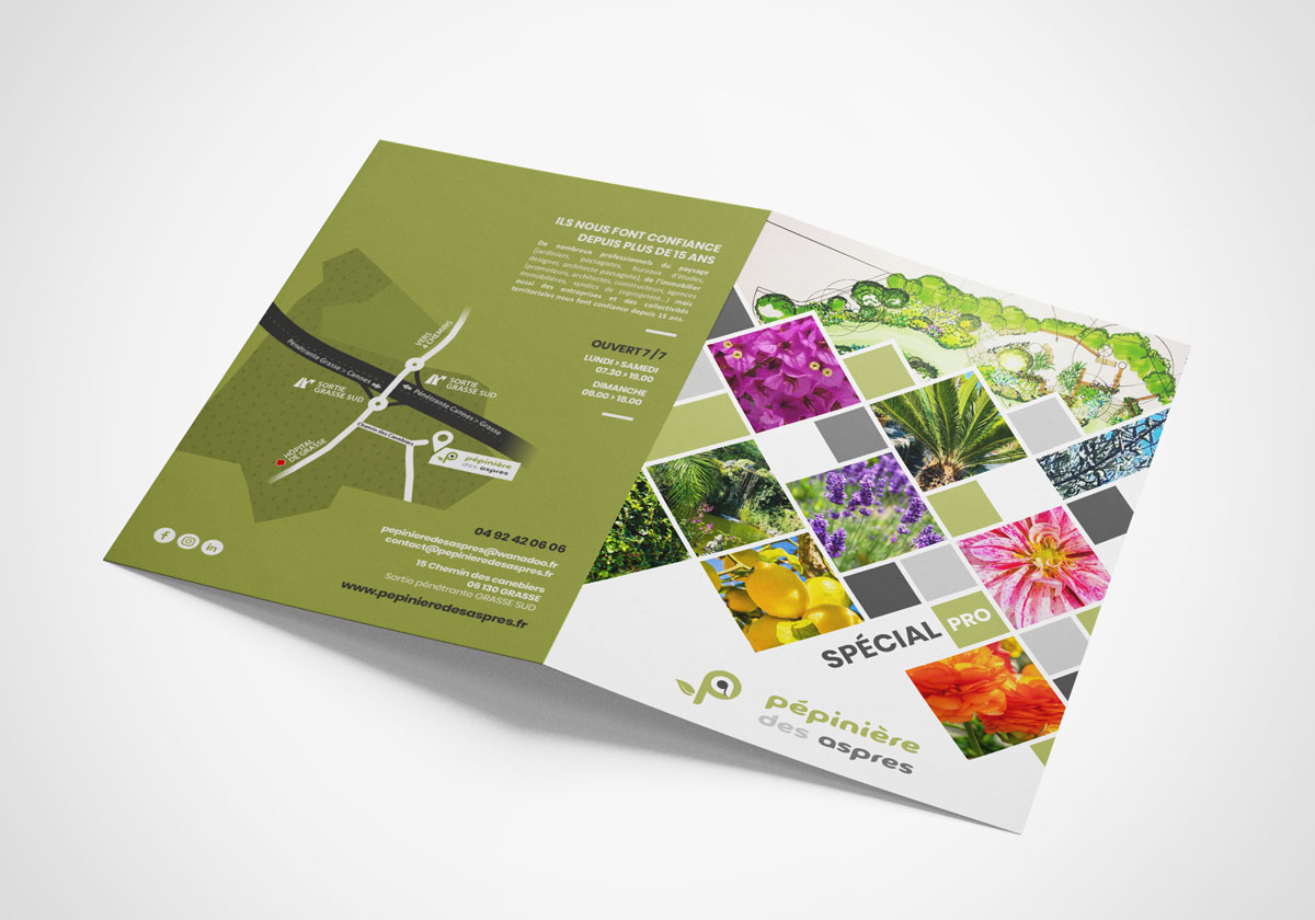 Verso de la brochure de la Pépinière des Aspres